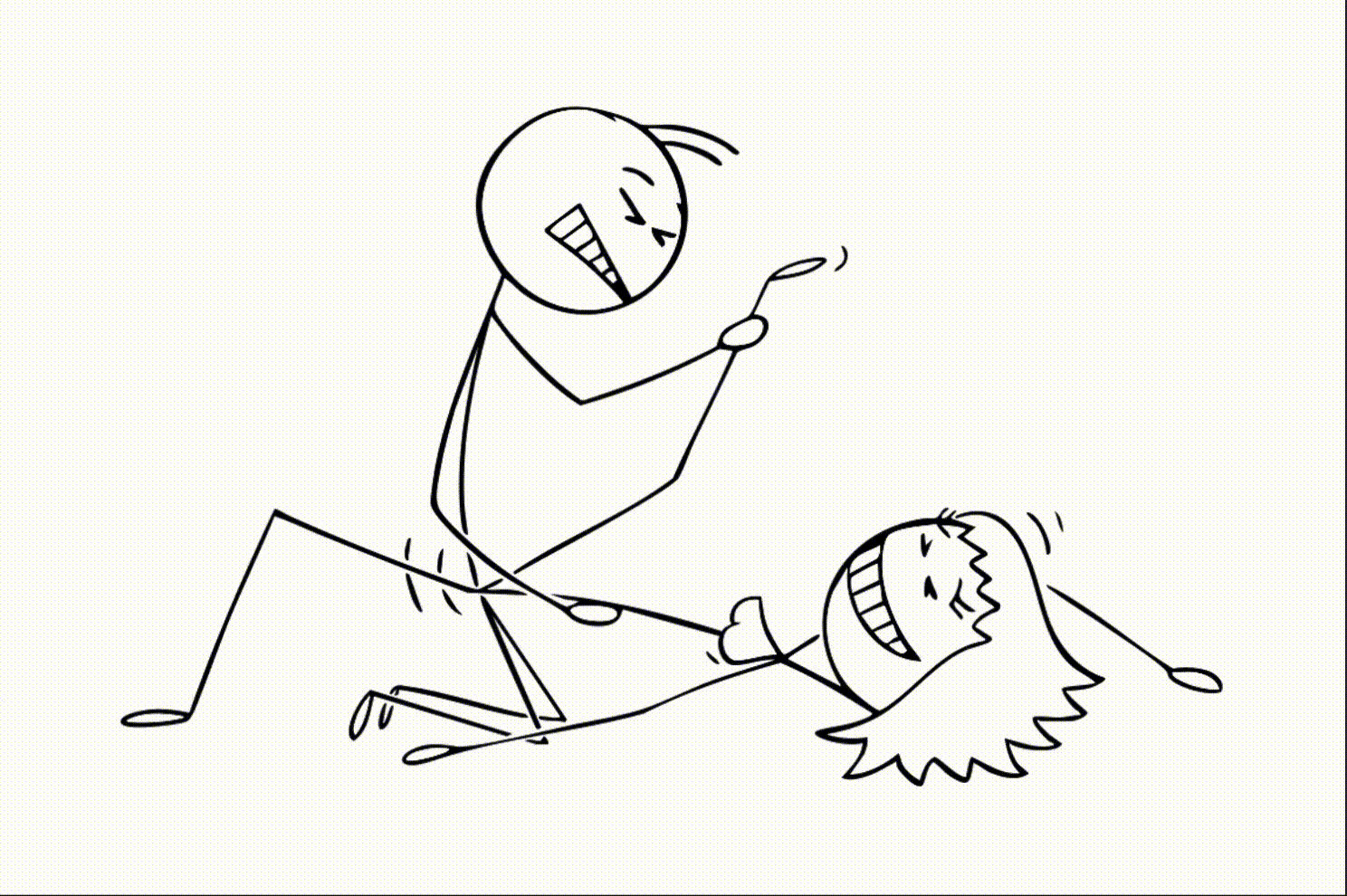 Stick figure bent over and steaming