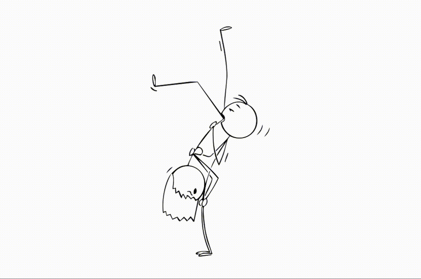 Stick figure gets happy ending after green candle